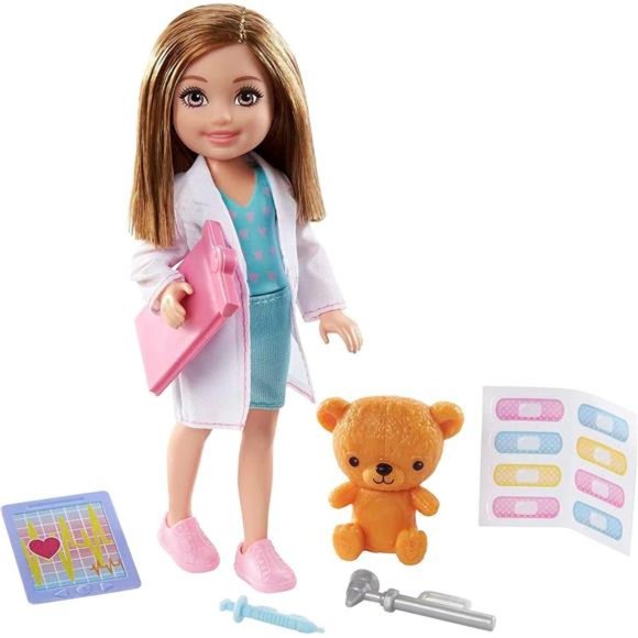 Barbie Doctor Chelsea, Brunette Baby Doll Toy, Great Gift for Girls - Picture 1 of 6